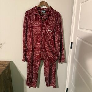 Dogg Supply By Snoop Dogg Pajamas Size Large Lounge Burgundy Micro Fleece